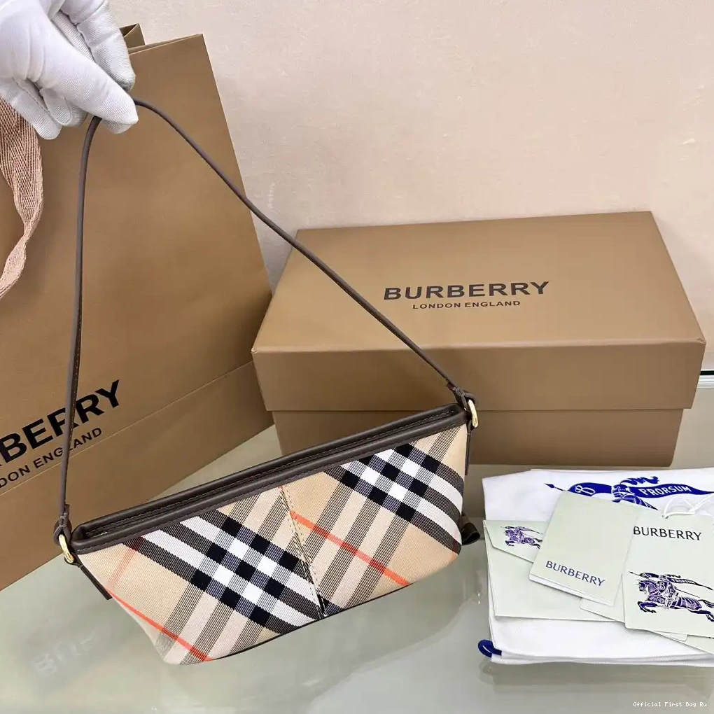 Official First Bag Ru Mini Burberry Bag-20*10*9CM Check 0516